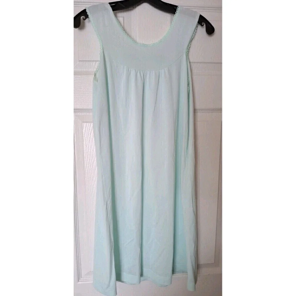 Lorraine Satin Nightgown Size Small Women's Seafoam Green Sleeveless Nylon USA